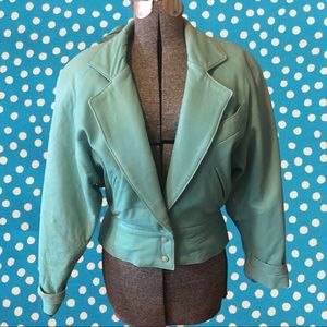 *VINTAGE - Turquoise Leather Jacket* - 1980s